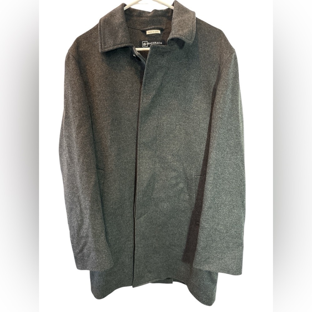 Bachrach Coat Mens Small Charcoal Wool Cashmere Blend Overcoat Jacket VTG